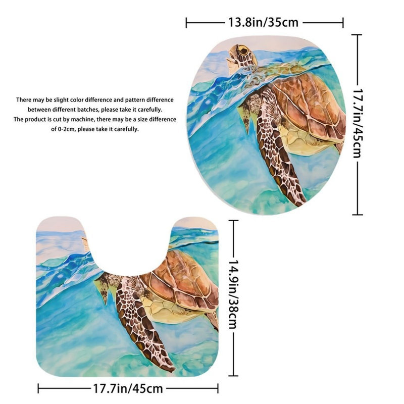 Tapis de bain à motif de tortue rétro, Blue Sea Turtle 6