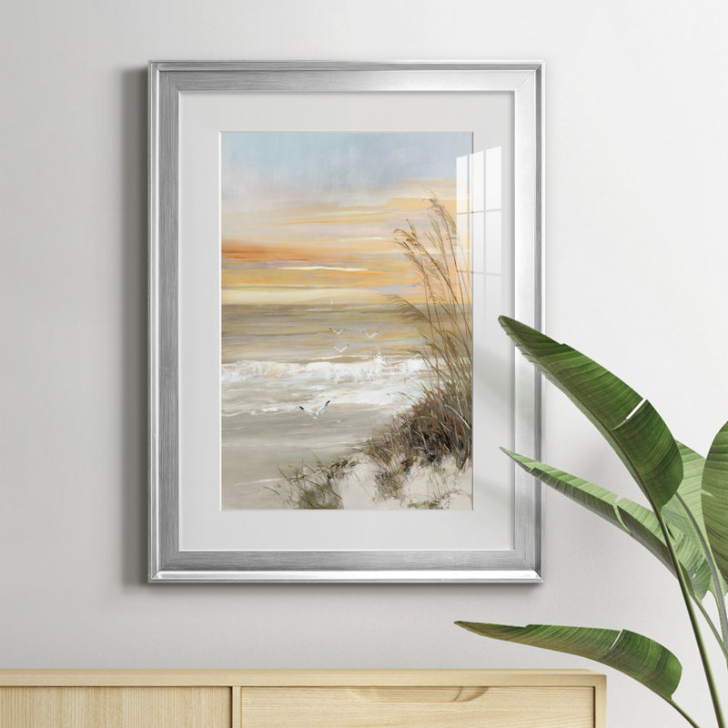 Summer Solstice - peinture encadrée, H 24,5 po x l 18,5 po x P 1,5 po, Papier avec cadre argenté, Blanc mat