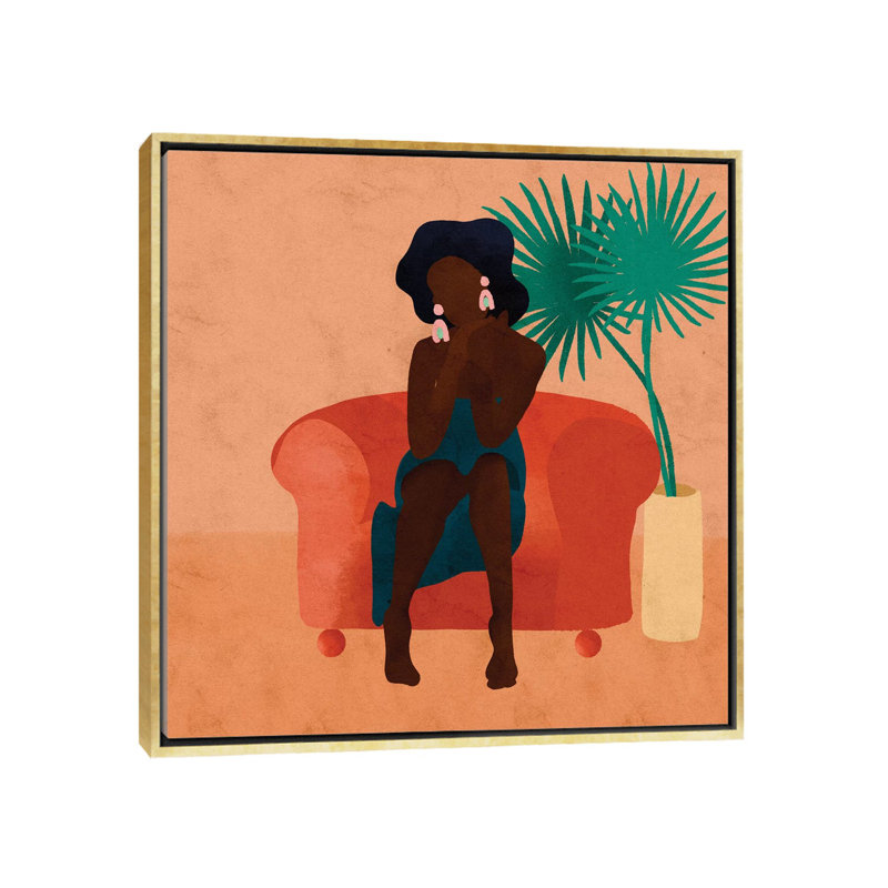 « NAS » par Reyna Noriega-impression, H 18 po x l 18 po x 1,5 po, Toile encadrée d'or, Pas de tapis