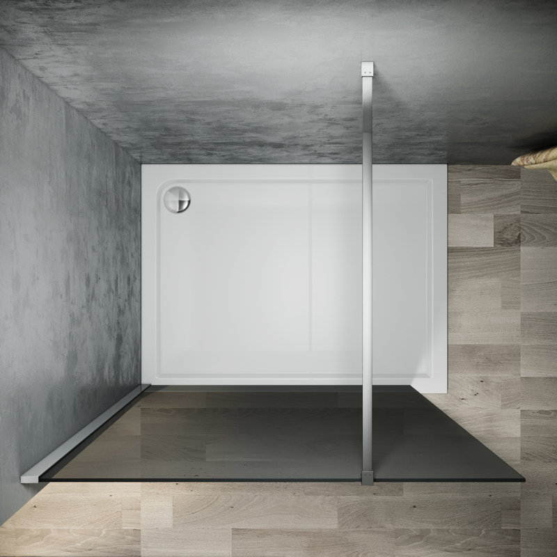 Walk in Shower Enclosure With Dark Grey Easy Clean Safety Glass , Silver, 120"