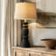 Lampe de table Farmhouse en céramique avec abat-jour en tissu pour le salon, la chambre à coucher, le bureau et la salle à manger