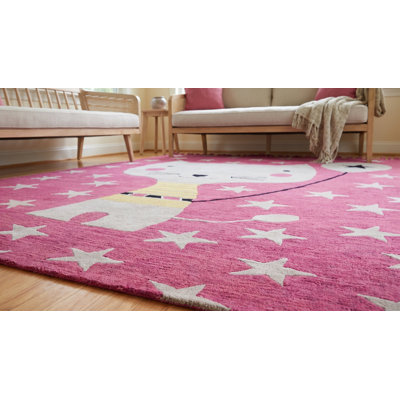 Tapis rose touffeté et transitionnel rose pour enfants