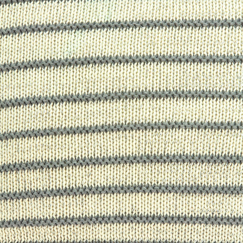 Tan and Gray Striped Cotton Square Pillow with Poly Insert