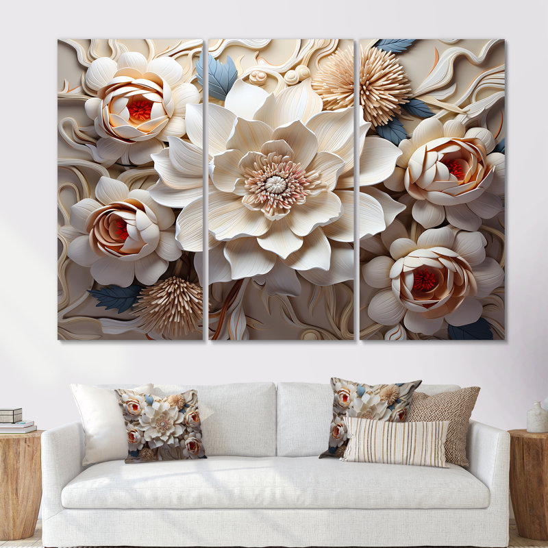Papier mâché Flower Blossums Radiance I - Fleurs, art mural sur toile, Toile tendue, H 40 po x l 60 po x P 1 po