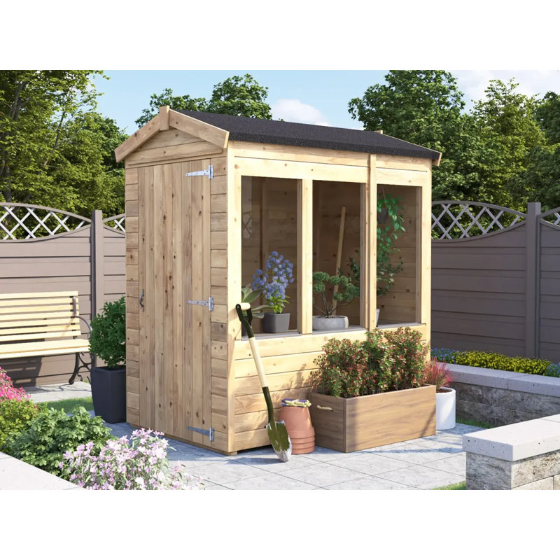 Dunster House Potting Shed,  Apex Roof W4' x D6' (W1.2m x D1.8m), Pressure-Treated Timber Potting Shed With Glazed Windows,, Overlord Modular