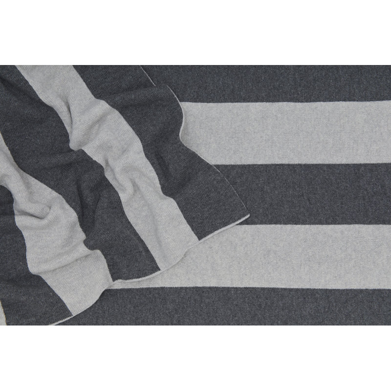 Simple Striped Throw Blanket, Light Gray/Dark Gray