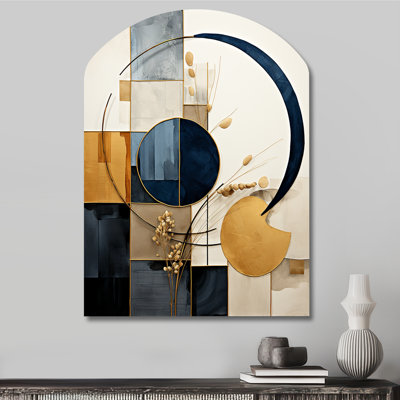 Organique, géométrie minimaliste bleu marine II - art mural asymétrique moderne en forme d'arche