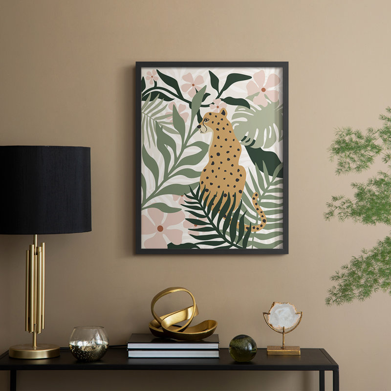 «Jungle Cat II», reproduction encadrée - bois massif, H 11 po x l 9 po, Noir, noir, noir, noir