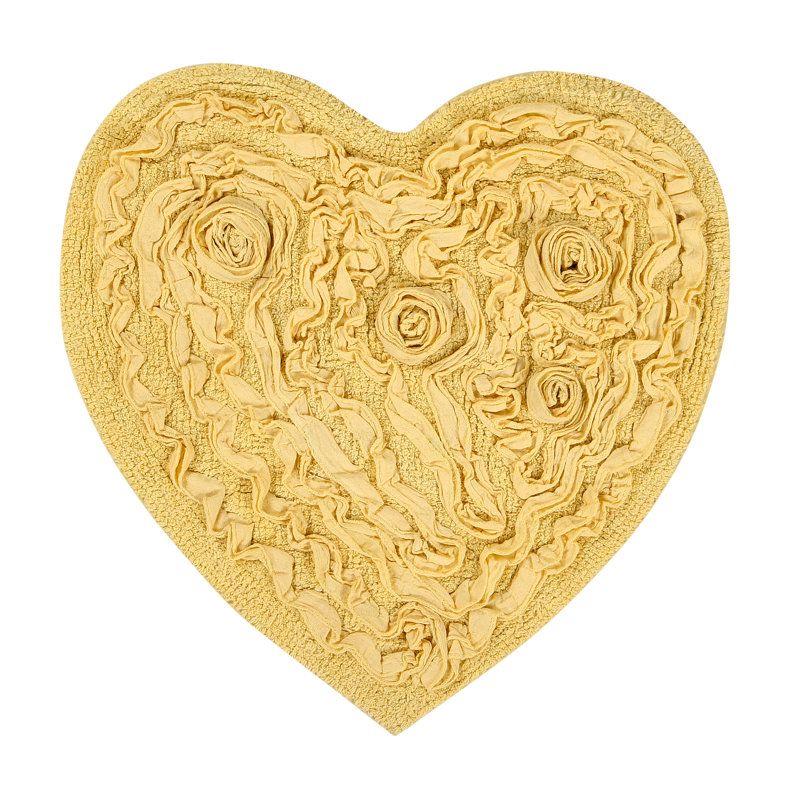 Schoenberger Heart Shape Bath Rug 25"x25", Yellow