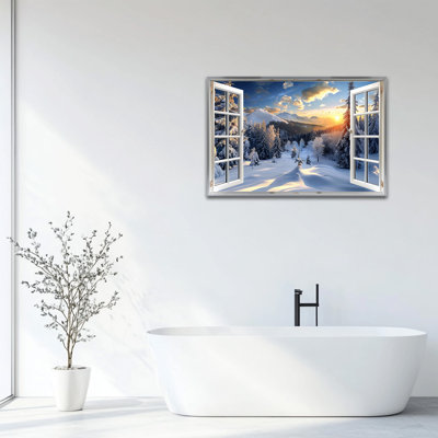 "Large Winter Wonderland", art mural encadré photos d'hiver pour espaces de vie, paysage d'hiver enneigé