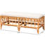 Banc naturel bohème rectangulaire avec mousse amovible - Coussin en tissu rembourré, conception ajourée et ornements géométriques enroulés, largeur 47,52 po, profondeur 17,9 po, hauteur 18,33 po, rembourrage 18,54 lb