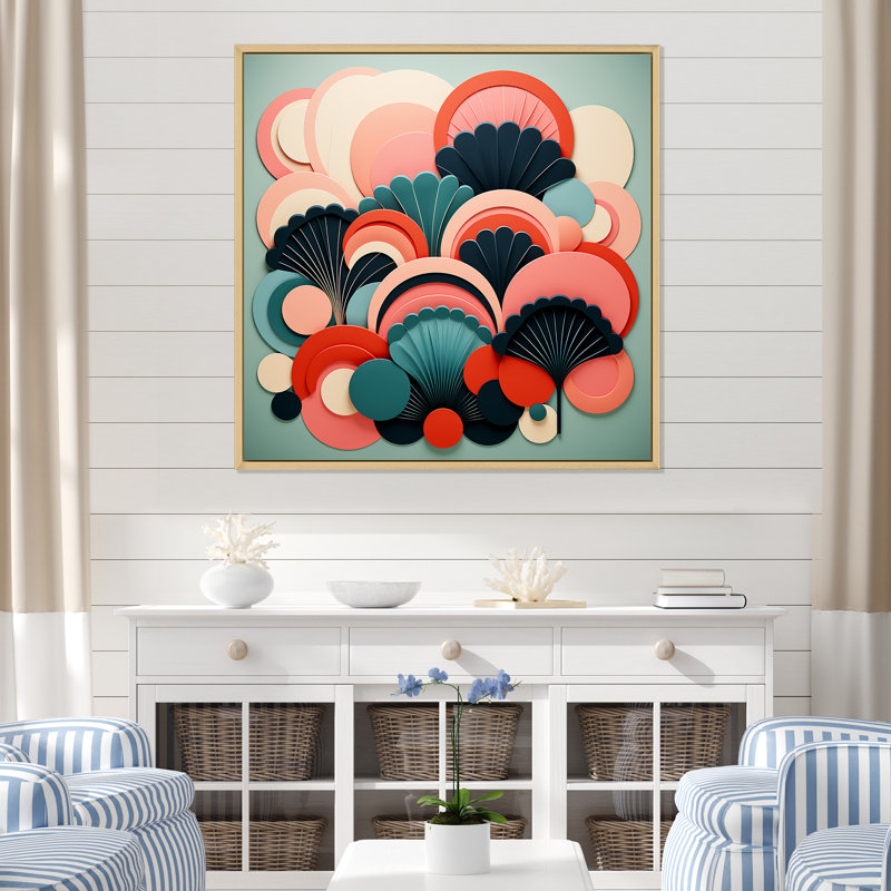 Art déco, corail marin Marvel I - art de corail, Cadre photo noir, H 30 po x l 30 po x P 1,5 po