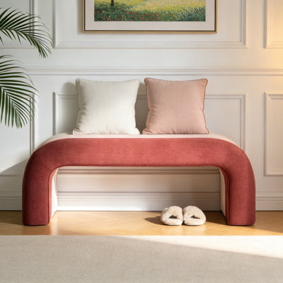 46.5"W Ombre Upholstered Boucle Waterfall Bench