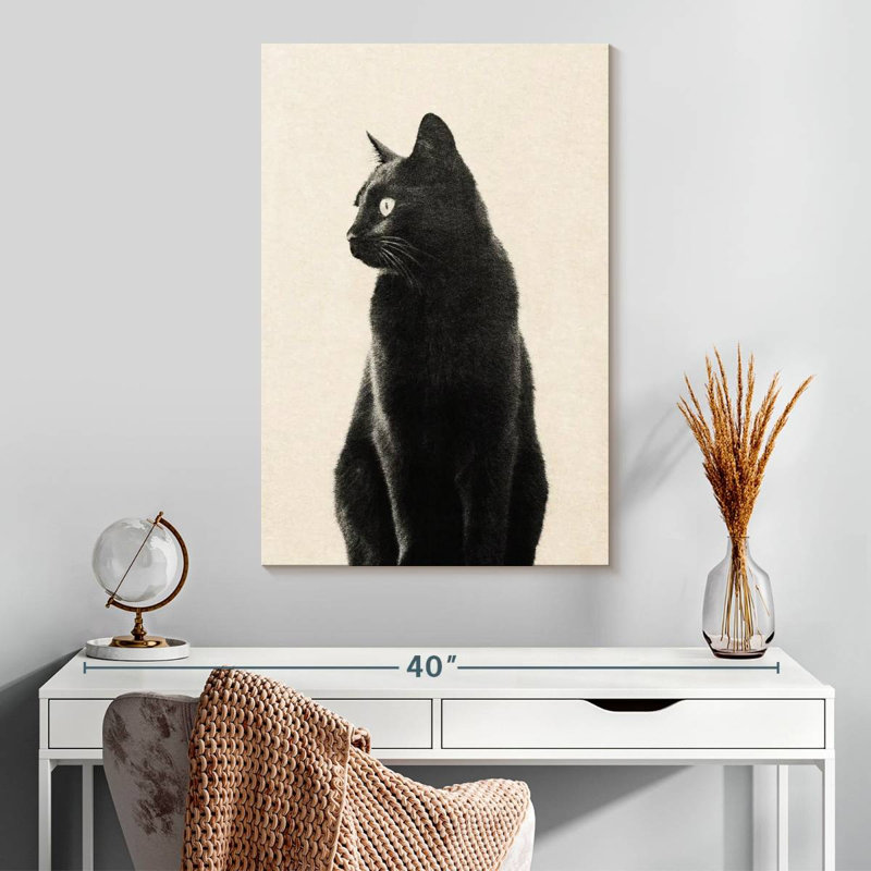 Chat noir Brampt beige, H 30 po x l 20 po