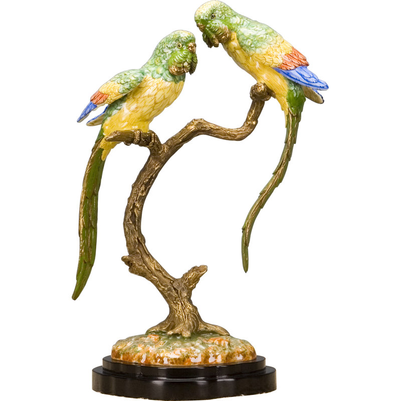 Porcelain Double Parrots Figurine With Bronze Ormolu In Bird Figure Collection