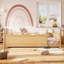 Grands lits avec rangement, panneau de fibres à densité moyenne en bois de style Montessori pour chambre d'enfant
