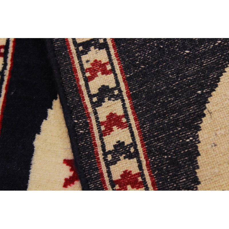 Tapis de Ivoire/bleu en laine (1 pi 6 po x 1 pi 6 po)