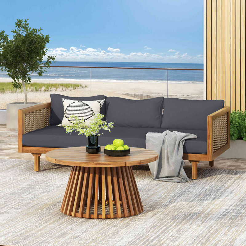 Ensemble de conversation modulaire en rotin d'extérieur en osier pour conversation, résistant aux intempéries, pour le jardin, le patio et la terrasse