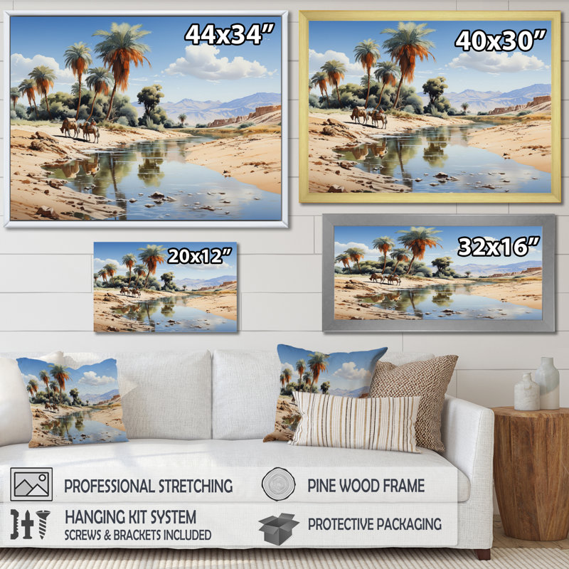 Sahara Sands Depict III - impression, H 24 po x l 32 po x P 1 po, Cadre flottant doré