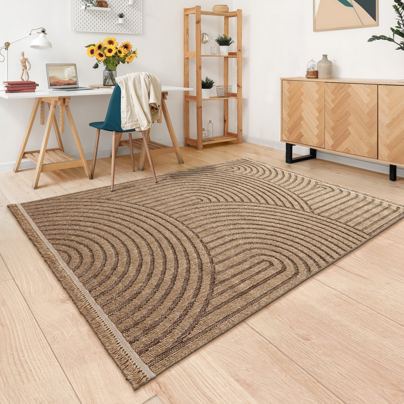Lamarie Flatweave Abstract Indoor / Outdoor Rug, Rectangle 3'11" x 5'3"