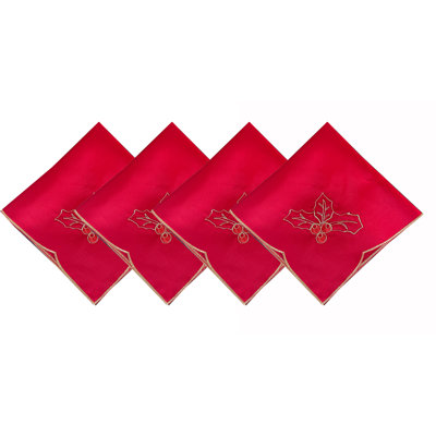 Ensemble de 4 serviettes en tissu 20 "Red Broded Holly