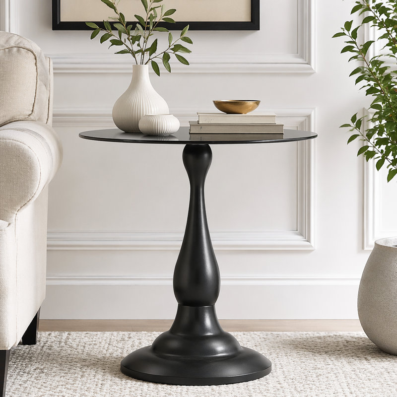 Table de bout ronde 19,6 pouces, Noir, gris