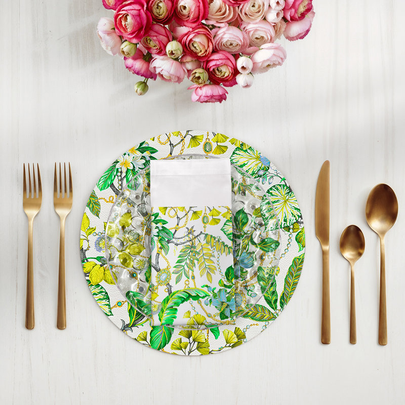 Plumeria Cotton Sateen Dinner Napkins, Lemon