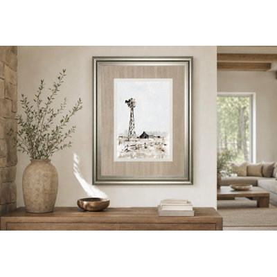 Art mural Prairie moulin à vent - 34 po x 40 po - cadre argenté