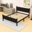 Lit plateforme en bois de style campagnard avec tête de lit-662323352-662323358