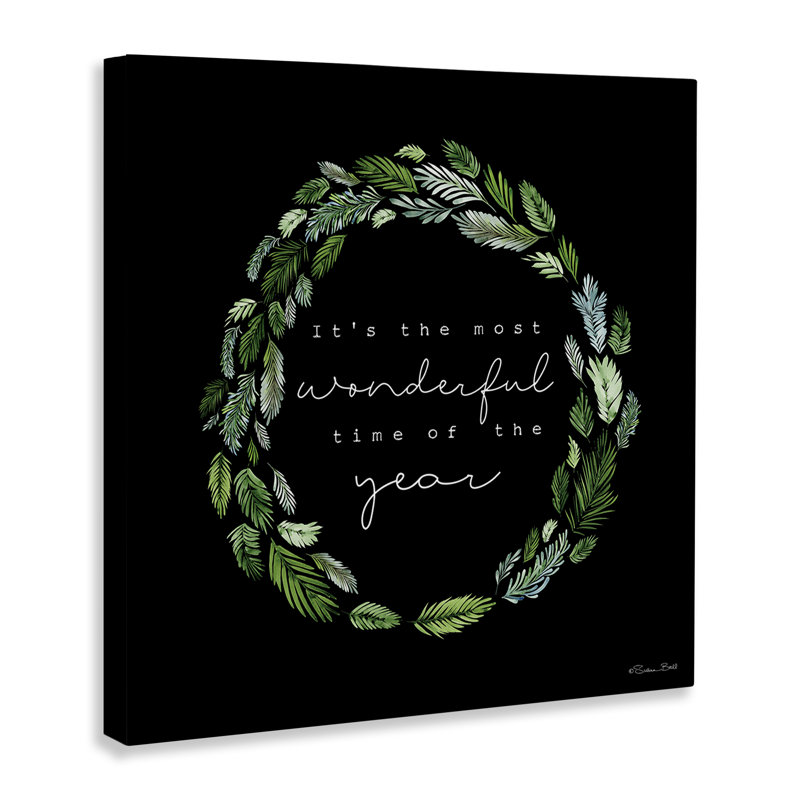 «Minimal Holiday Wreath», art mural sur toile par Susan Ball, H 30 po x l 30 po