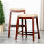 Tabouret de 30 po en cerisier, siège en cuir os - et tabouret attrayant au look sophistiqué