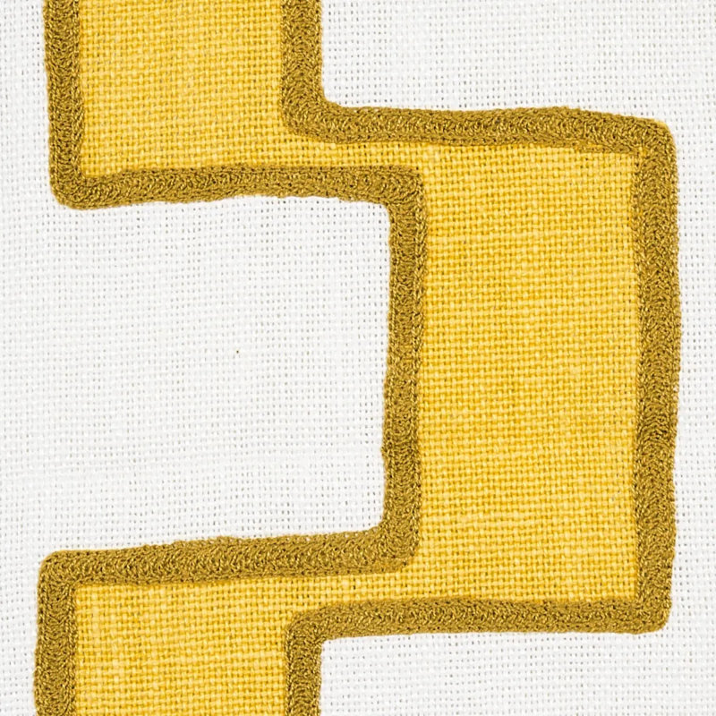 Dixon Embroidered Print Linen Fabric, Yellow