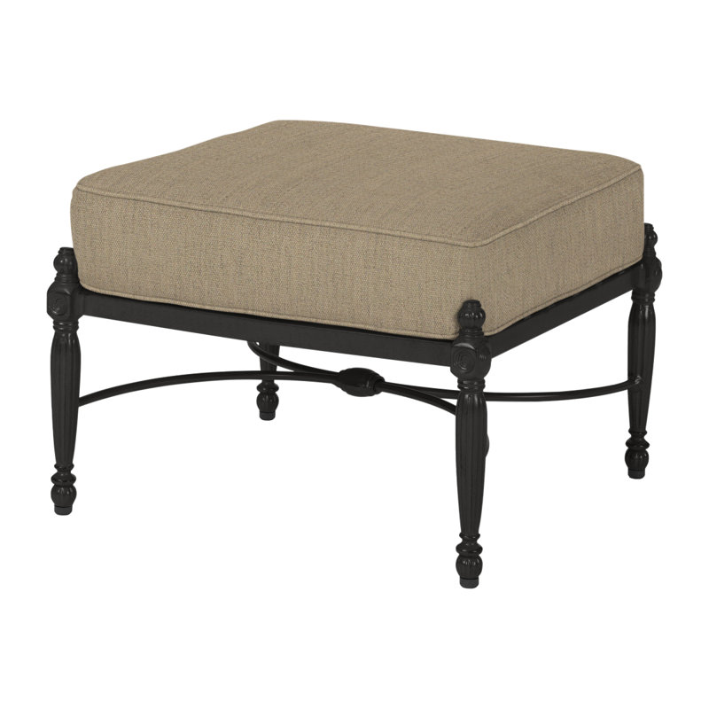 Bel Air Ottoman with Sunbrella Cushions, Midnight Gold, Canvas Heather Beige Sunbrella® Canvas