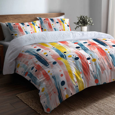 Ensemble d'édredon abstrait pour enfants 6 lignes linéaires à bulles avec taies décoratives et coussins décoratifs For Kids