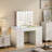 Pre-assembled Vanity Set with High-Definition Glass Top, LED Mirror, Power Outlet, 13 Drawers & Crystal Knobs-894317933