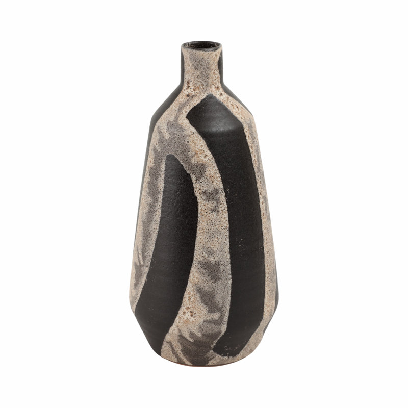 Handcrafted Terracotta Vase - Modern Decorative Ceramic Accent with Textured Design, 13" H x 6" W x 6" D