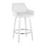 Tabouret de comptoir à hauteur fixe avec pivot en bois et similicuir avec repose-pieds rond chromé - ensemble de 2-125535807