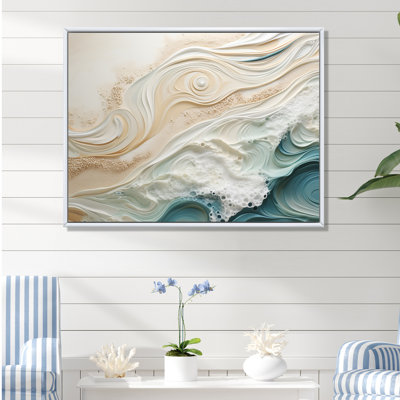 Impression sur toile encadrée moderne bleu et beige sable IV - Coastal Beach Sand