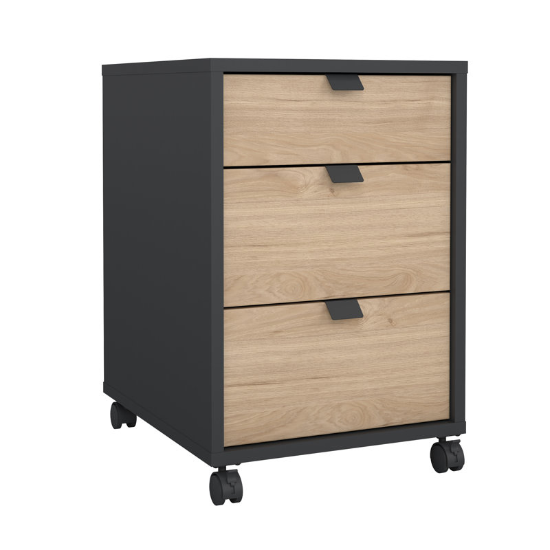 Embrie 16.06'' Wide 3 - Drawer Storage Cabinet, Gray/Jackson Hickory