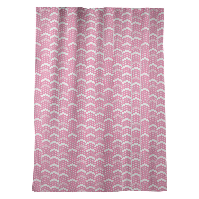 Panneau de rideau simple occultant et isolant avec passe-tringle en ligne à chevrons Stephenie, Rose / blanc