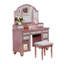 Transitional Rose Gold Vanity Table with Stool and 3-Sided Mirror, 5-Drawer Storage Dressing Set