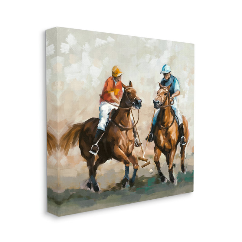 Peinture équestre, chevaux sur bois par Ziwei Li, peinture, H 36 po x l 36 po x P 1,5 po