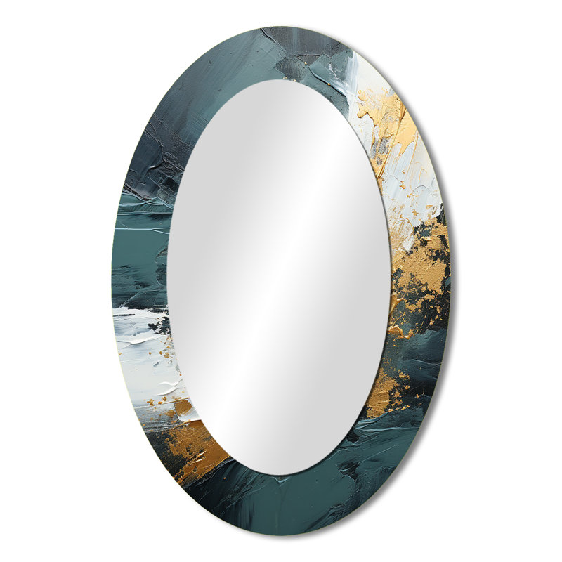 Miroir mural ovale doré et vert, 36 po x 24 po