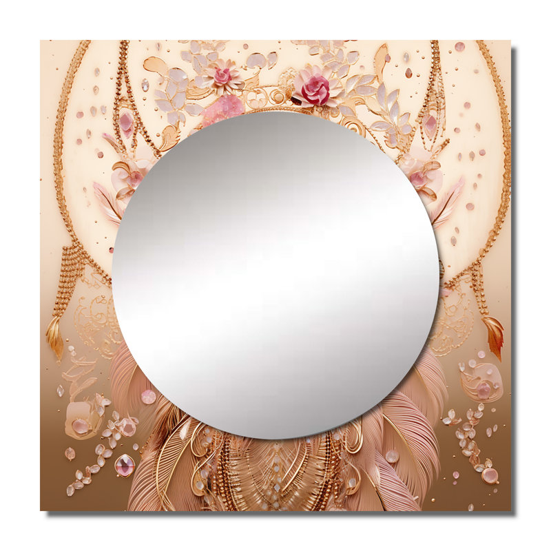 Paxston - Grand miroir carré en plumes pour décoration murale, 29 po x 29 po