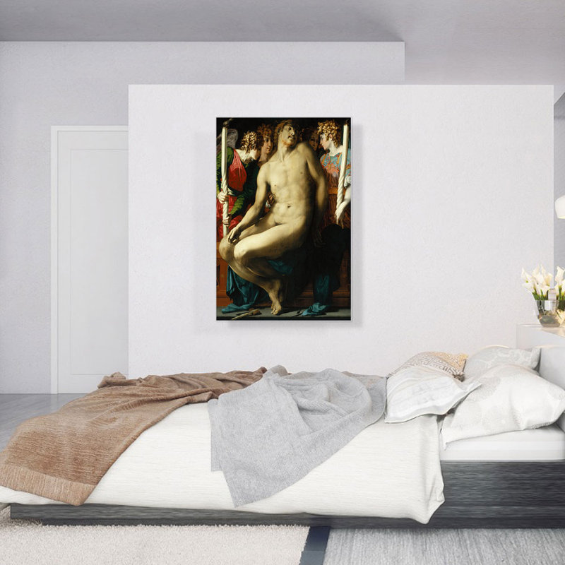 Le mort avec les anges 1524 par Rosso Fiorentino, reproduction d'art sur toile tendue, H 40 po x l 26 po x P 1,5 po