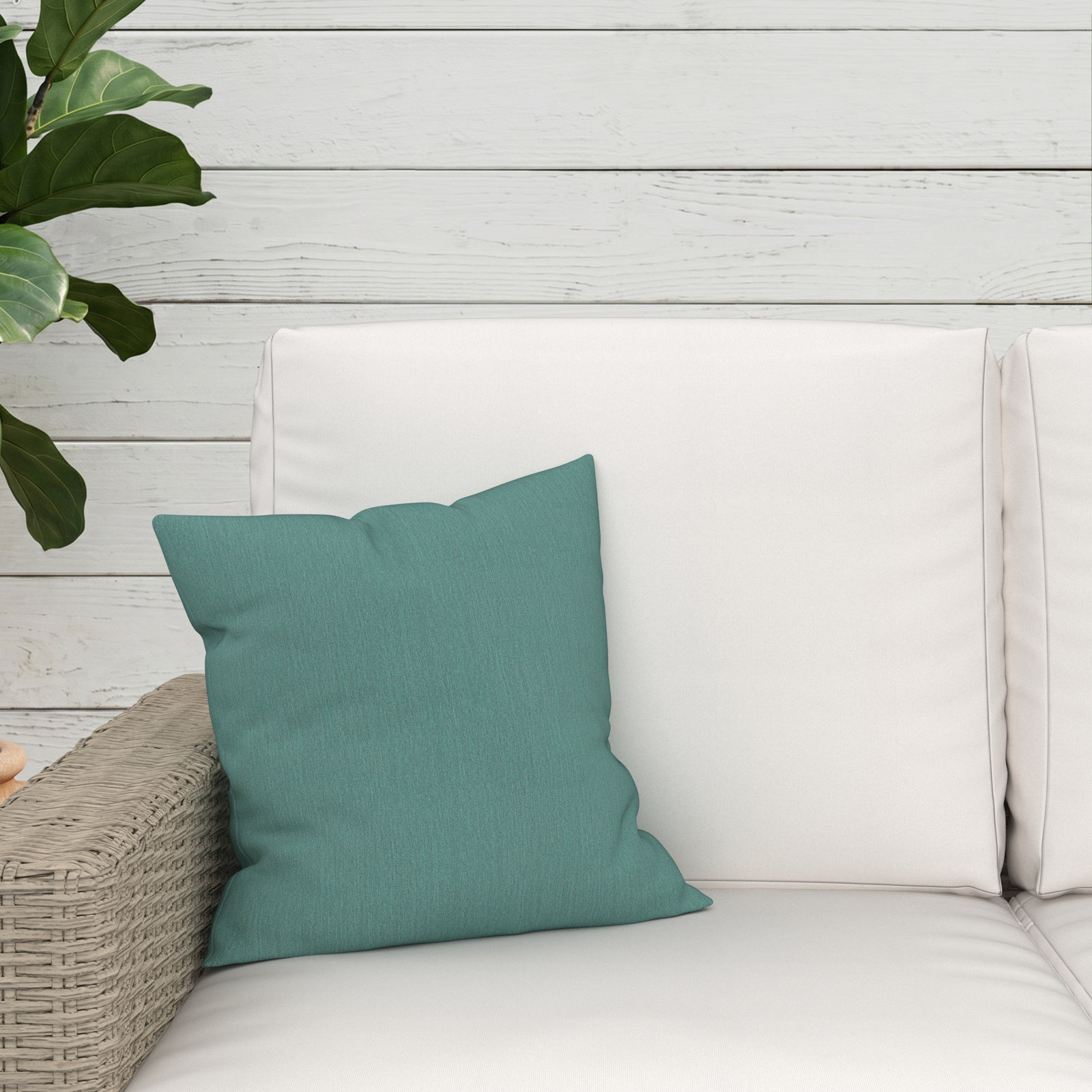 Sunbrella® Throw Pillow, Square 16", Cast Breeze Sunbrella® Plainweave