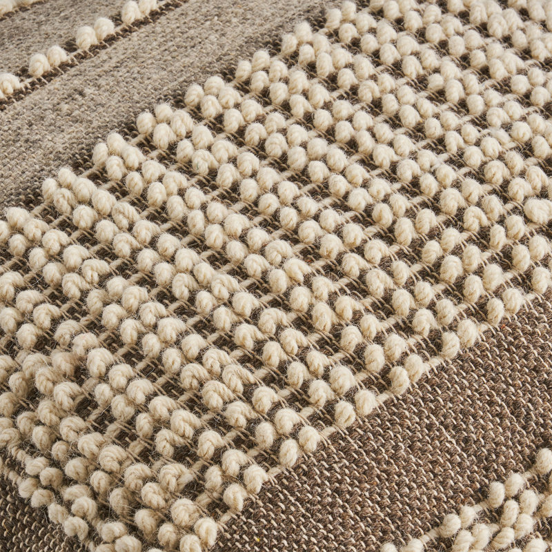 Rustic Wool And Cotton Large Pouf, Brown