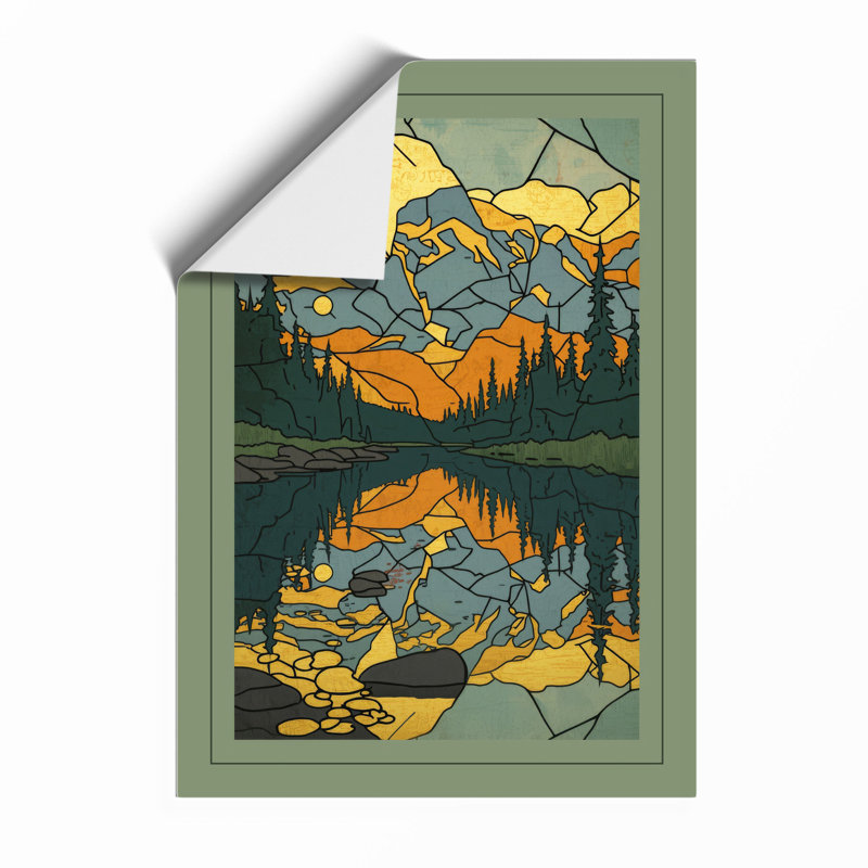 Mountains Reflected Scandinavian - Print, Unframed, A4 - 29.7 x 21.0 cm