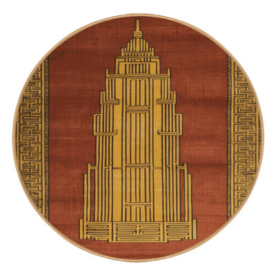 Machine Washable Art Deco Brown Area Rug