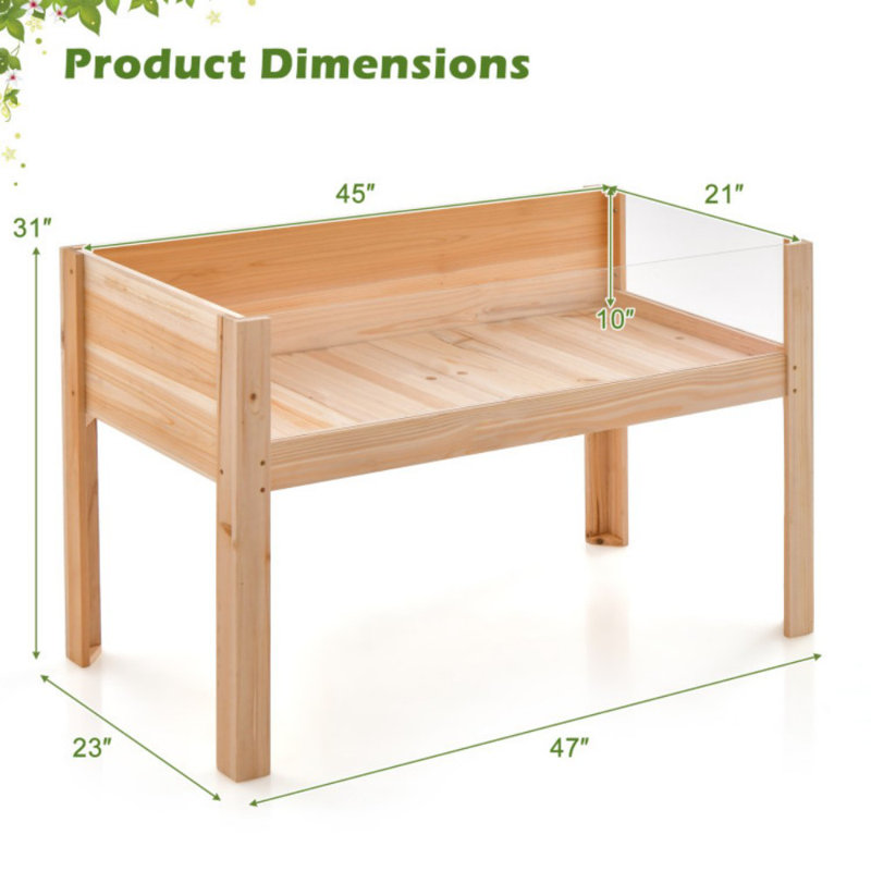 Terrarium surélevé en bois avec jardinière 31 "Arlmont & Co.